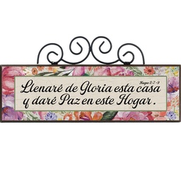 [DECOR-1185I] Plaqueta Con Forja Texto: Hageo 2:7-9 Llenaré De Gloria