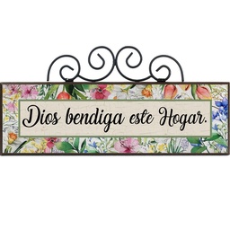 [DECOR-1185J] Plaqueta Con Forja Texto: Dios Bendiga Este Hogar