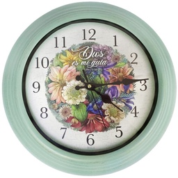 [WATCH-BS059L] Reloj De Pared Redondo Color Verde Texto: Salmo 73:24