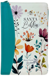[ABBA-1447] Biblia Reina Valera 1960 Letra Grande Jardín Turquesa Con Cierre E índice