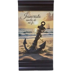 [DECOR-1138G] Plaqueta Con Moldura Color Negro Texto: Jesucristo Ancla De Mi Fe