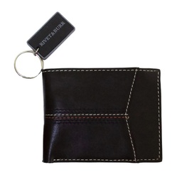 [LEAT-1012] Billetera De Cuero Genuino Color Negro