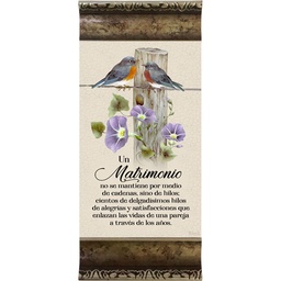 [DECOR-1138M] Plaqueta Con Moldura Color Dorado Texto Un Matrimonio