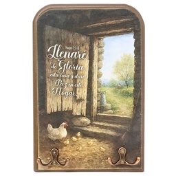 [DECOR-1292A] Plaqueta Colgante Hageo 2:7-9 Llenaré De Gloria