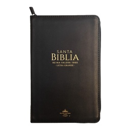 [ABBA-1529] Biblia Reina Valera 1960 Tamaño Manual Letra 12 Puntos Imitación Piel Negra Con Zipper