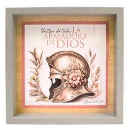 [KOLE-1009A] Cuadro Decorativo Color Gris "La Armadura de Dios"  Texto: Efesios 6:10-20