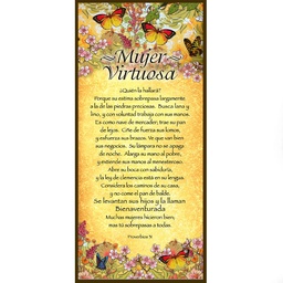 [DECOR-1139A] Plaqueta Mujer Virtuosa, Texto Proverbios 31