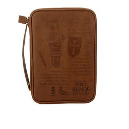[DICK-6499] Porta Biblia Imitación Piel Color Café "La Armadura De Dios" Talla M
