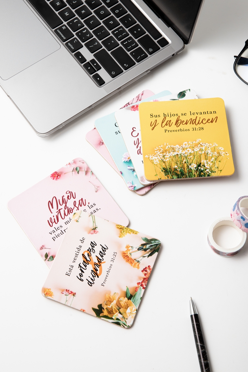 Pack De 6 Posavasos Con Versículos Bíblicos Primavera