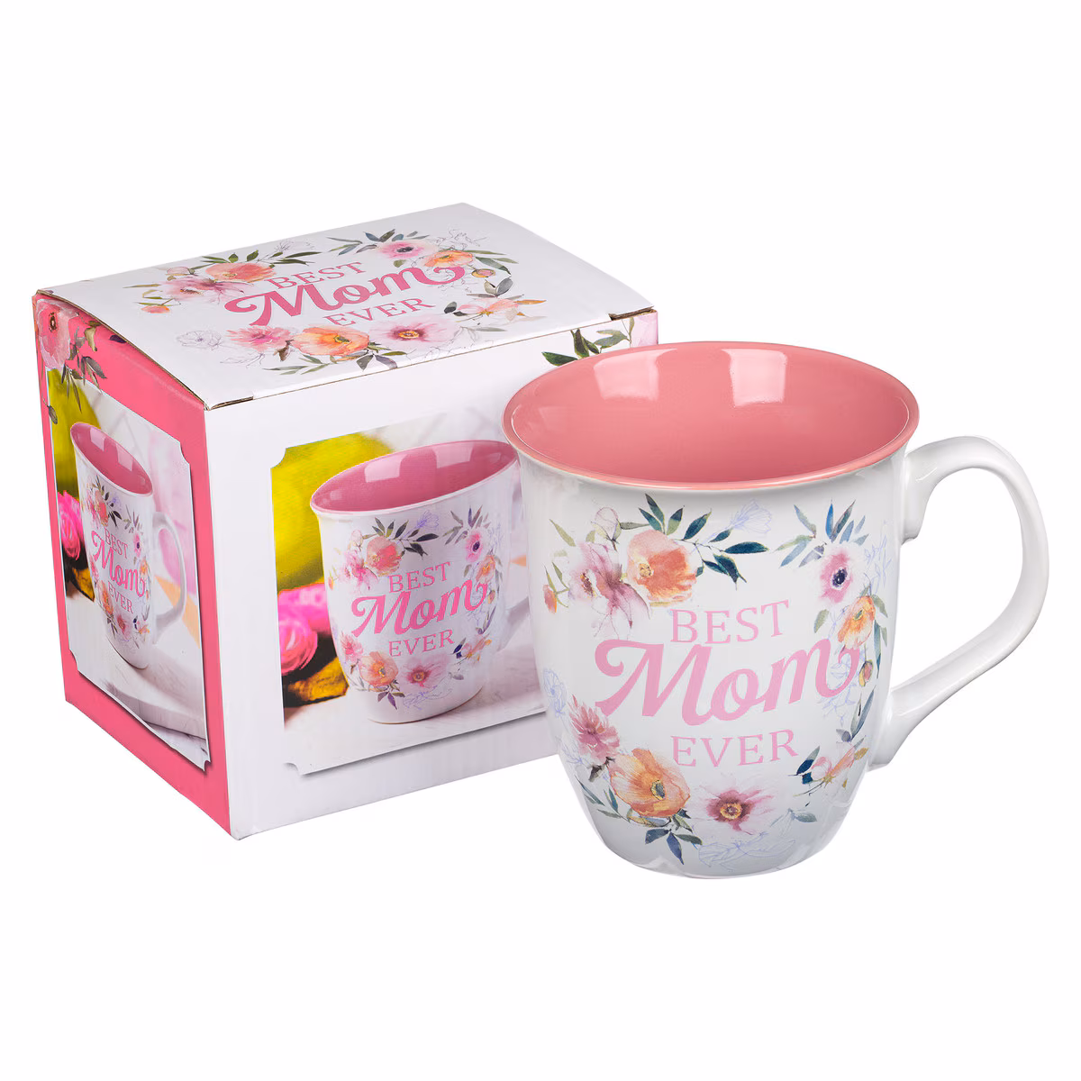 Mug Pink/White Floral Best Mom