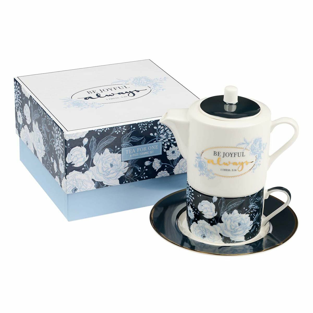 Tea For One Navy Floral Be Joyf