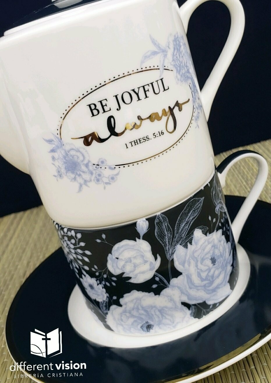 Tea For One Navy Floral Be Joyf