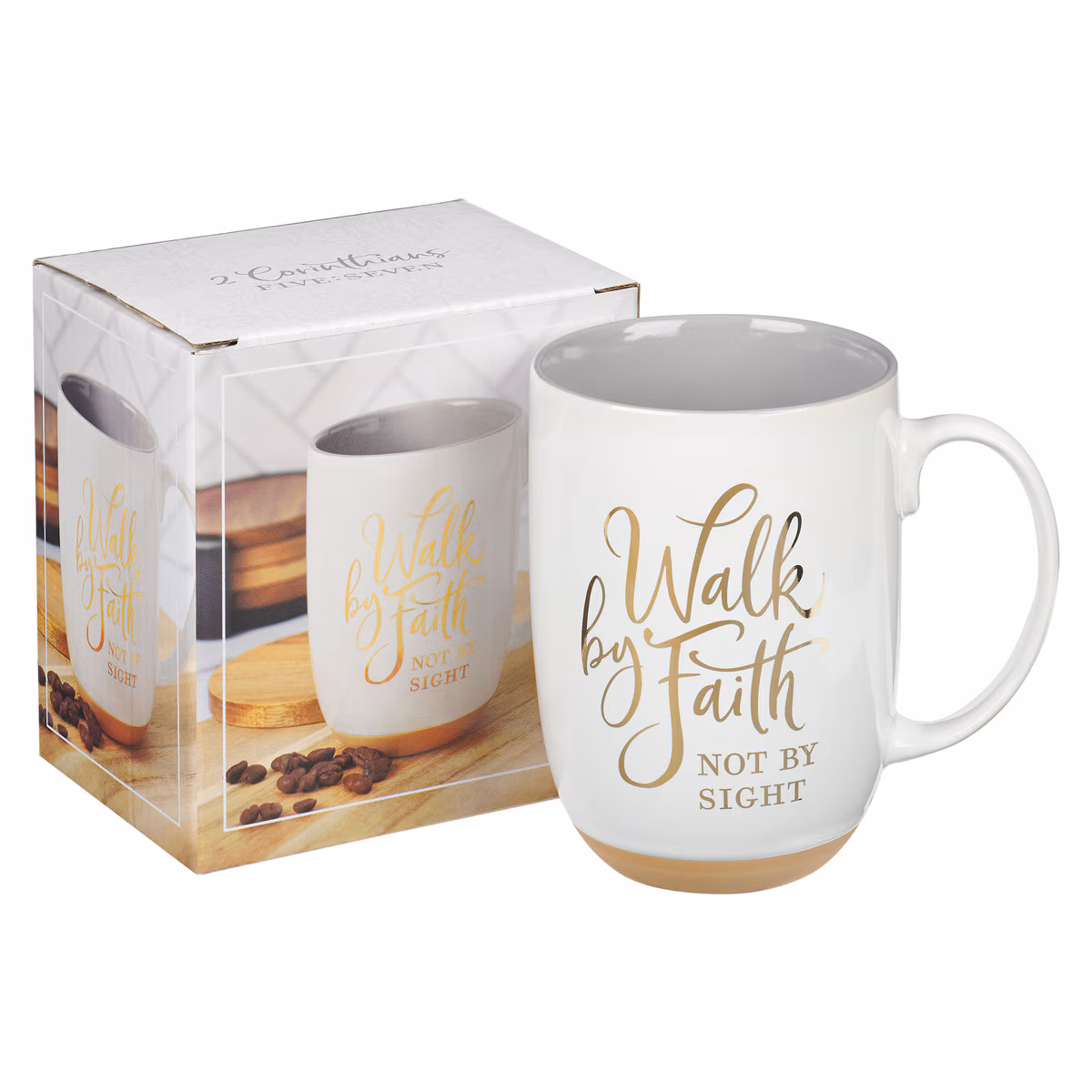 Taza De Cerámica Blanca Walk By Faith 2 Corintios 5:7